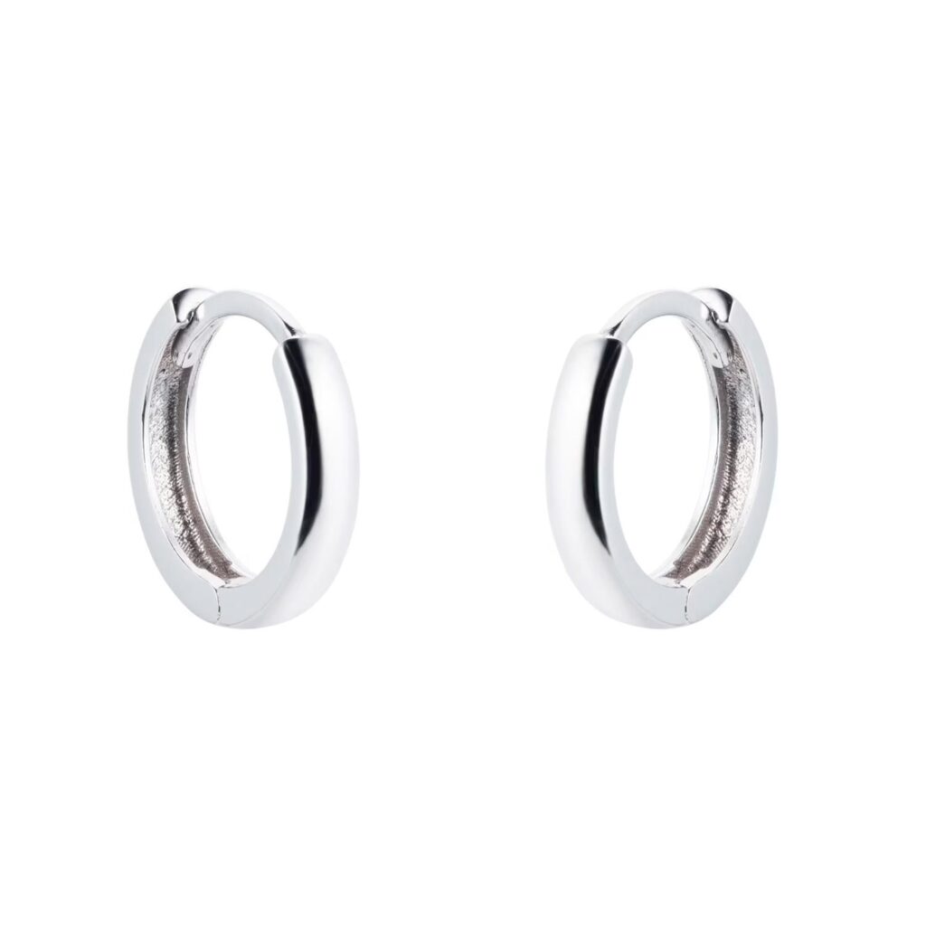 9ct White Gold 10mm Huggie Hoop Earrings