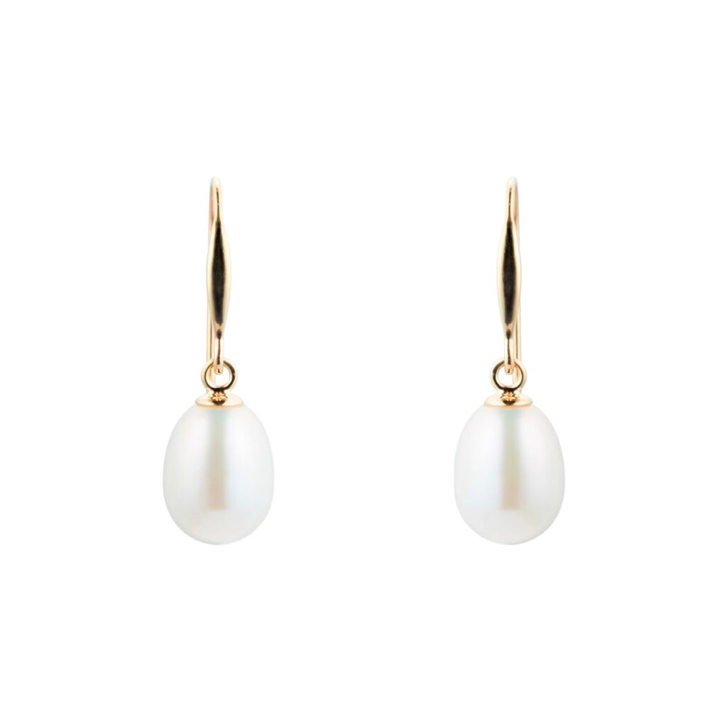9ct Yellow Gold 7mm Freshwater Pearl Drop Earrings