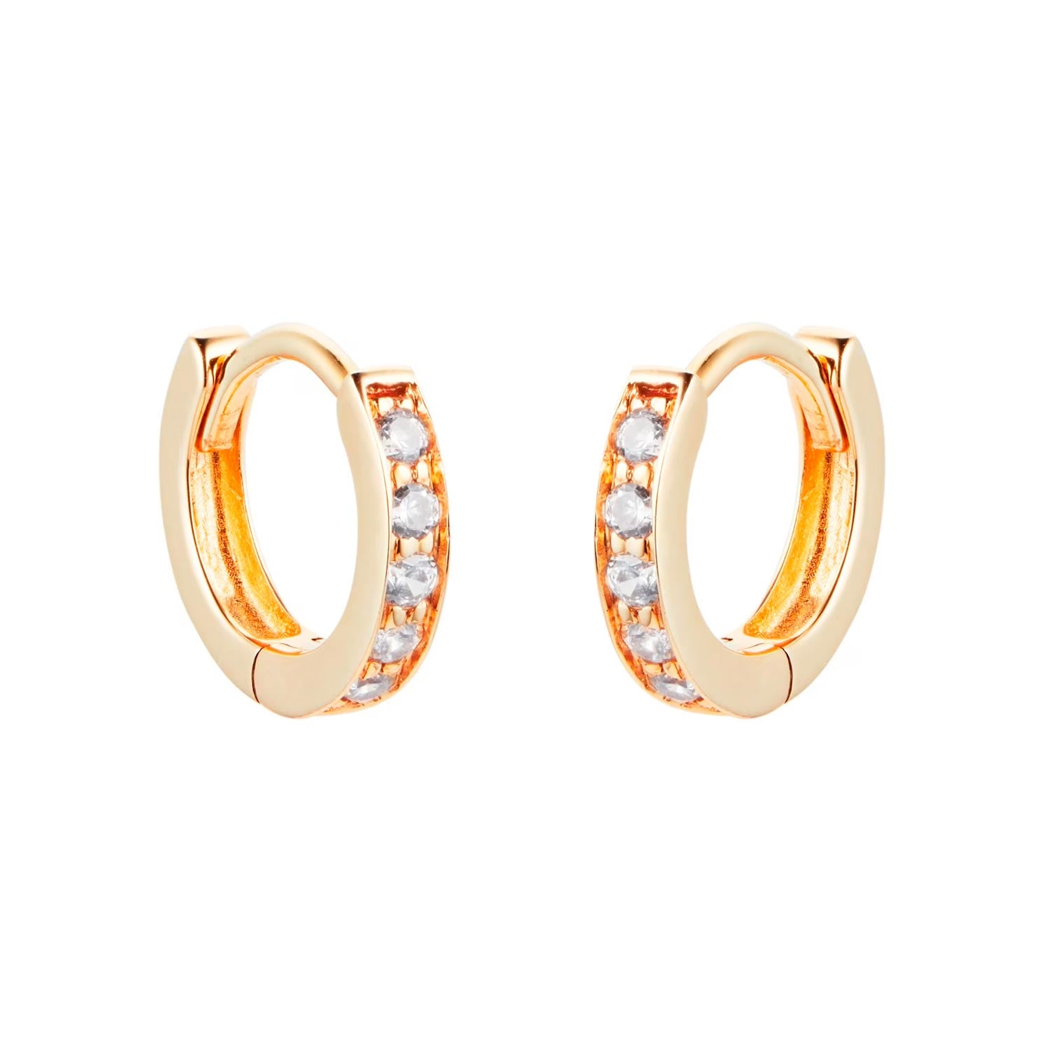 9ct Yellow Gold Cubic Zirconia Huggie Earrings