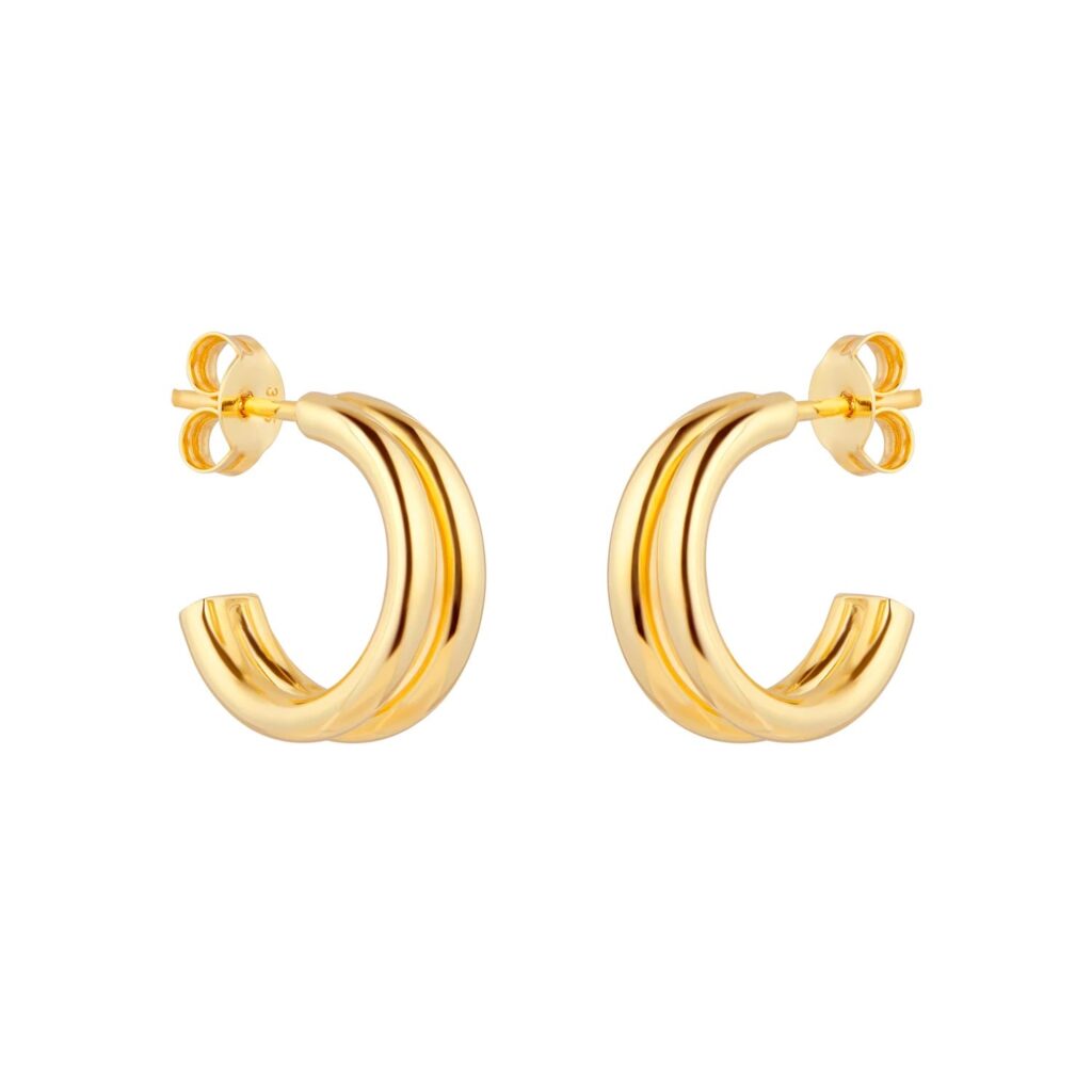 9ct Yellow Gold Double Layer Hoop Earrings