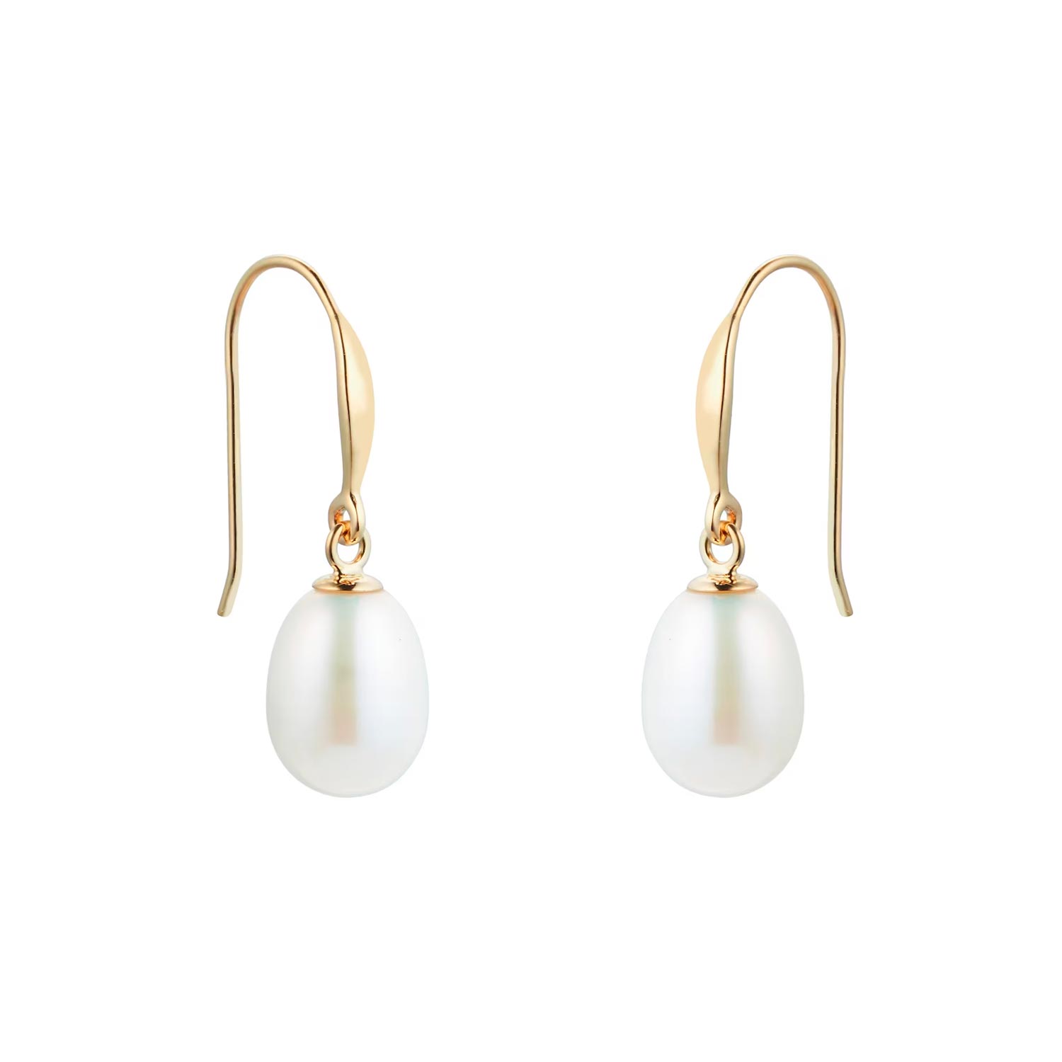 9ct Yellow Gold 7mm Freshwater Pearl Drop Earrings - Image 2