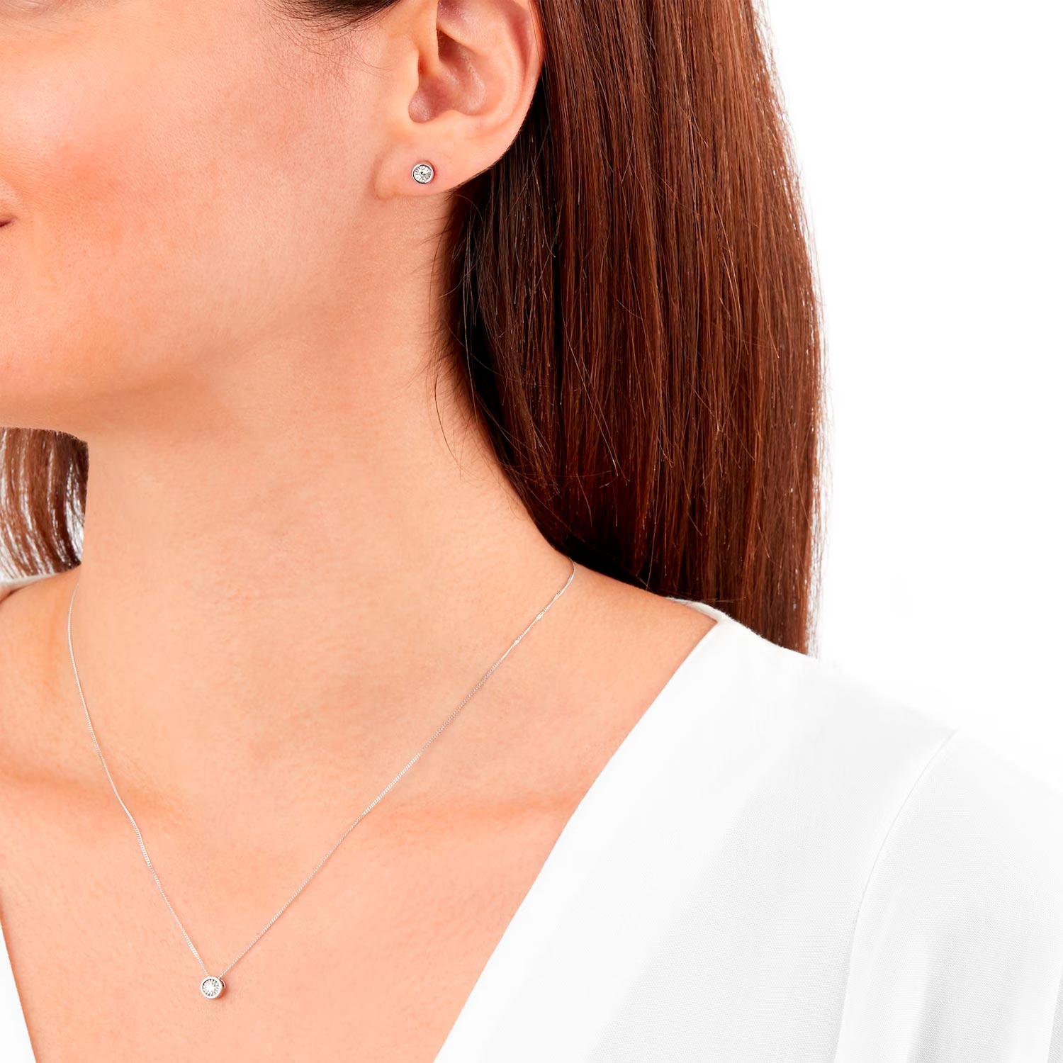 9ct White Gold 0.20cttw Diamond Illusion Jewellery Set - Image 2