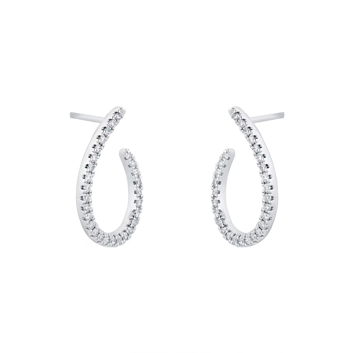 9ct White Gold 0.25cttw Diamond Open Hoop Earrings - Image 3